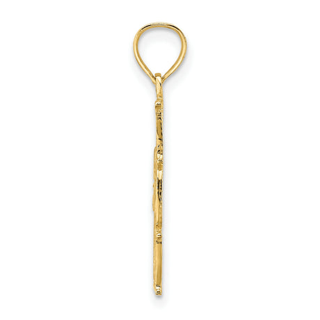 10k Yellow Gold Vertical Number One MOM Pendant Charm, Sentimental Keepsake for Women