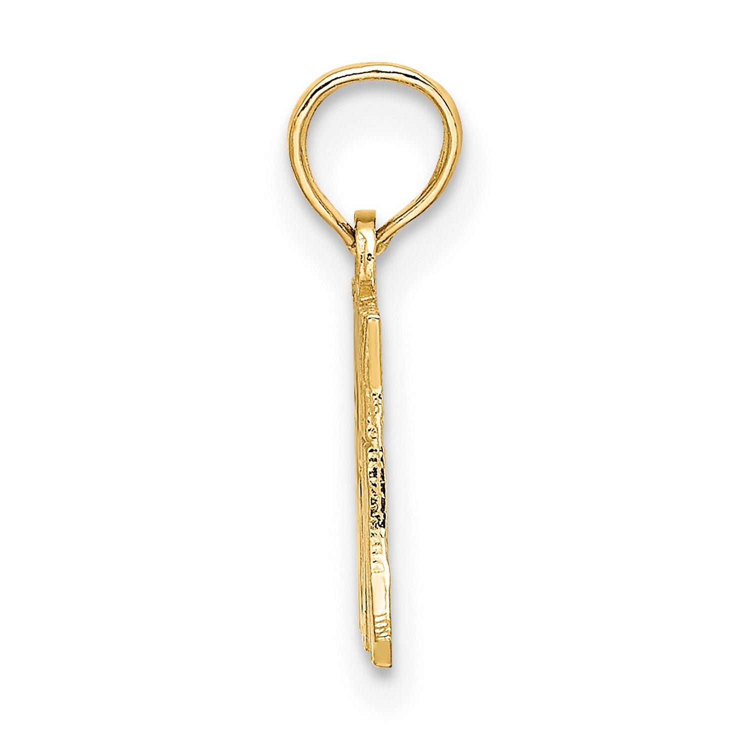 10k Yellow Gold Pendant, I Love My Mom Heart Design, Bold Lettering Mother Charm