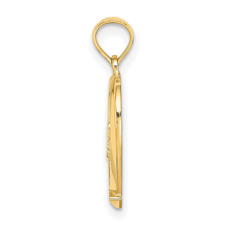 10k Yellow Gold Heart Pendant with Cutout Number One Mom Design