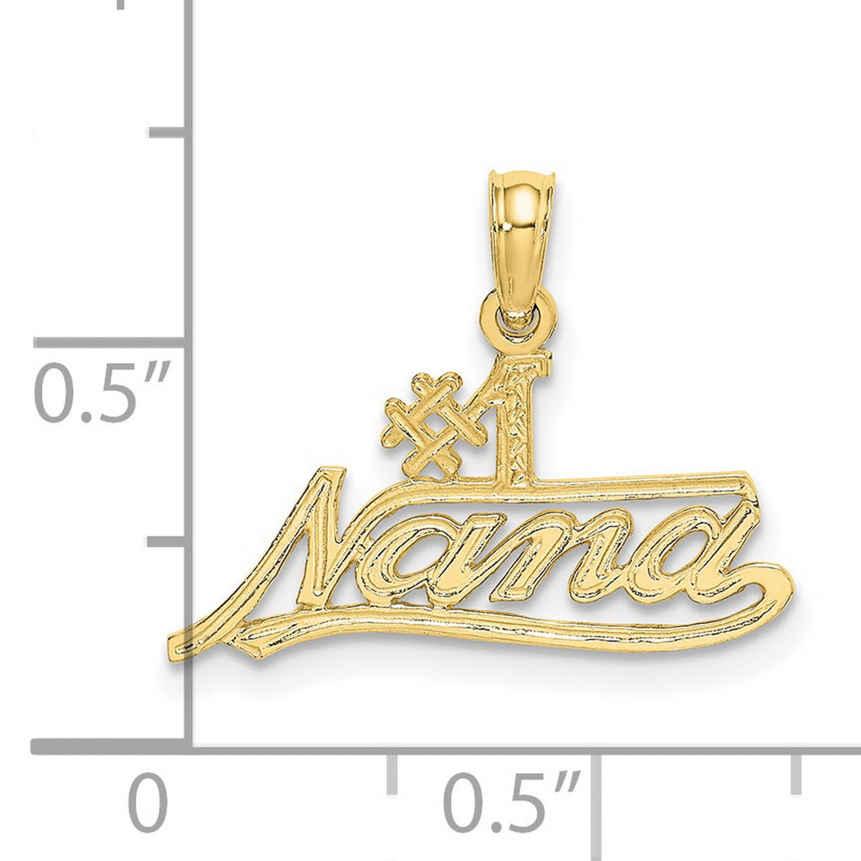 10k Yellow Gold Nana Pendant, Stylized Script Charm with Family and Faith Theme for Women