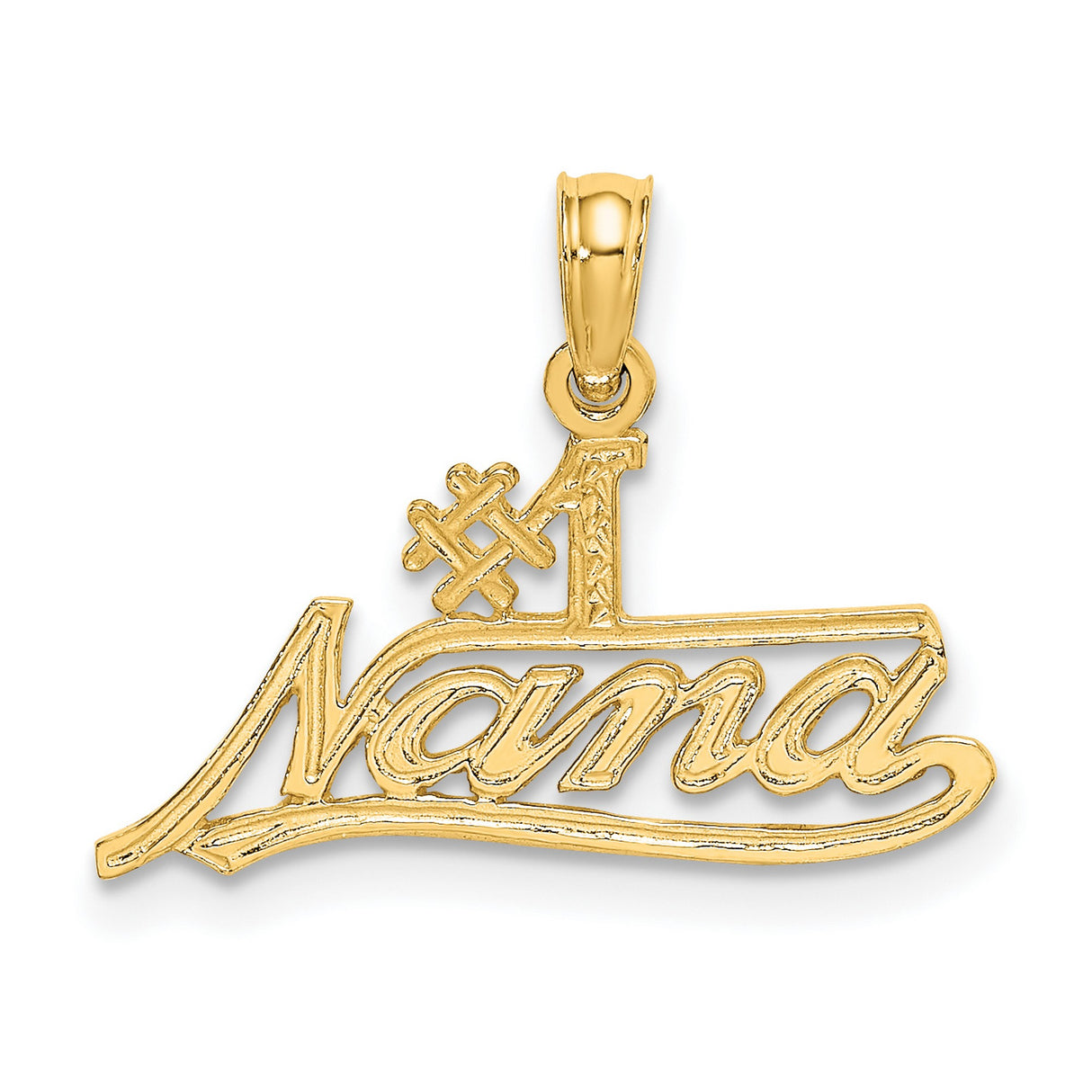 10k Yellow Gold Nana Pendant, Stylized Script Charm with Family and Faith Theme for Women