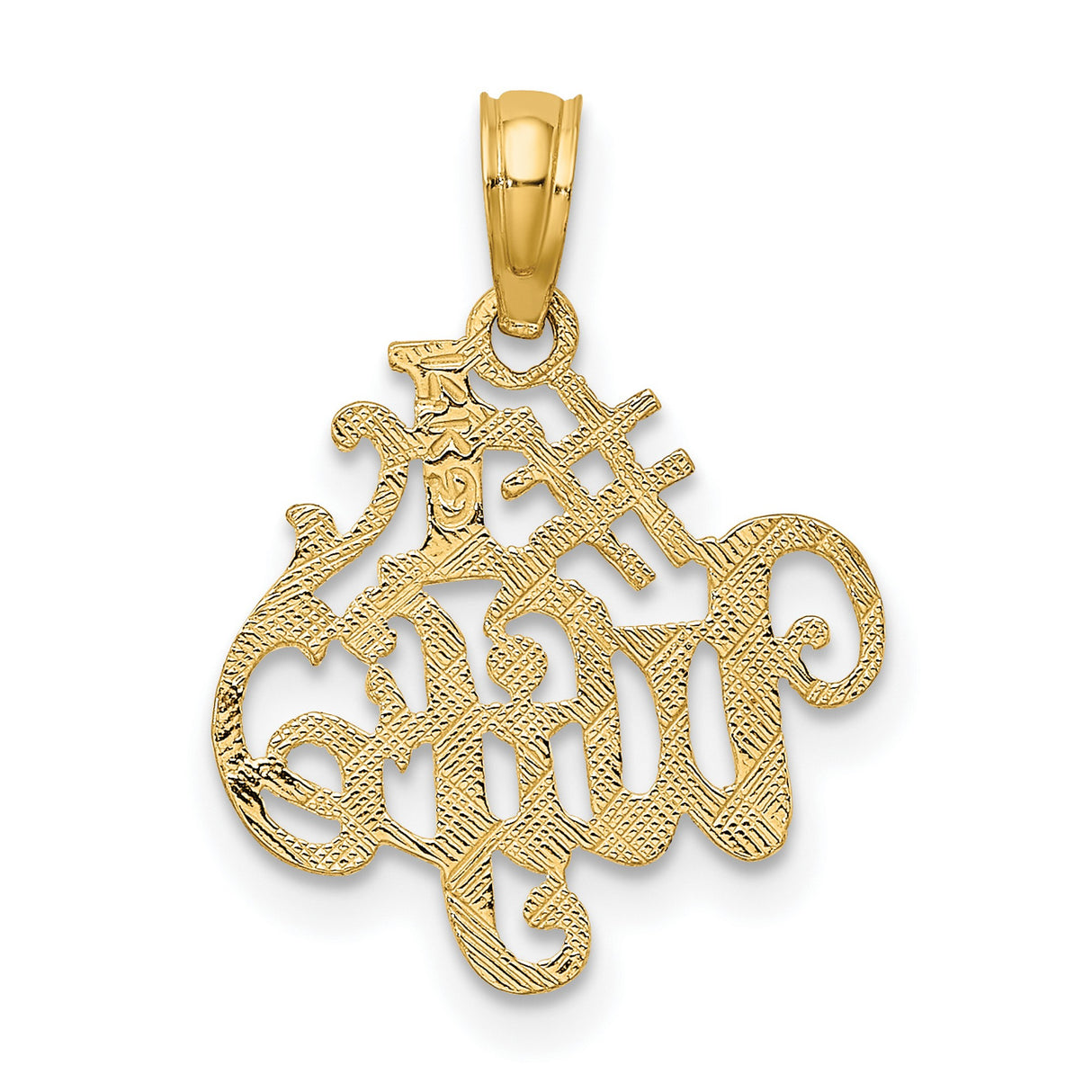 10k Yellow Gold Wife Pendant with Script Design and Number One Message