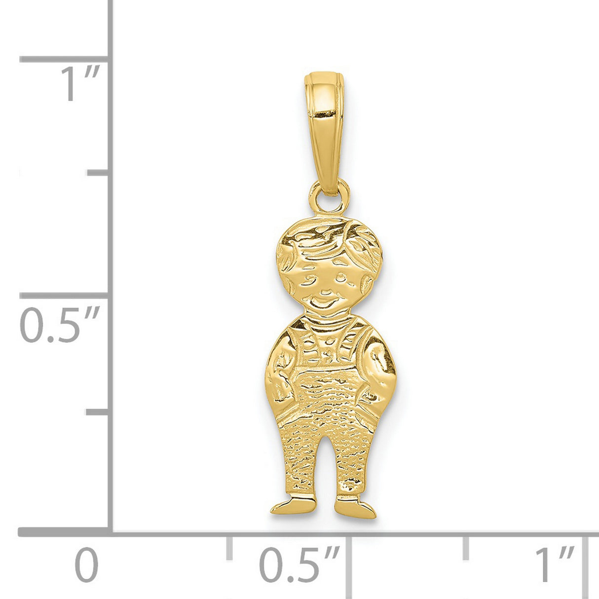 10k Yellow Gold Boy Pendant with Overalls, Sentimental Mother and Son Charm