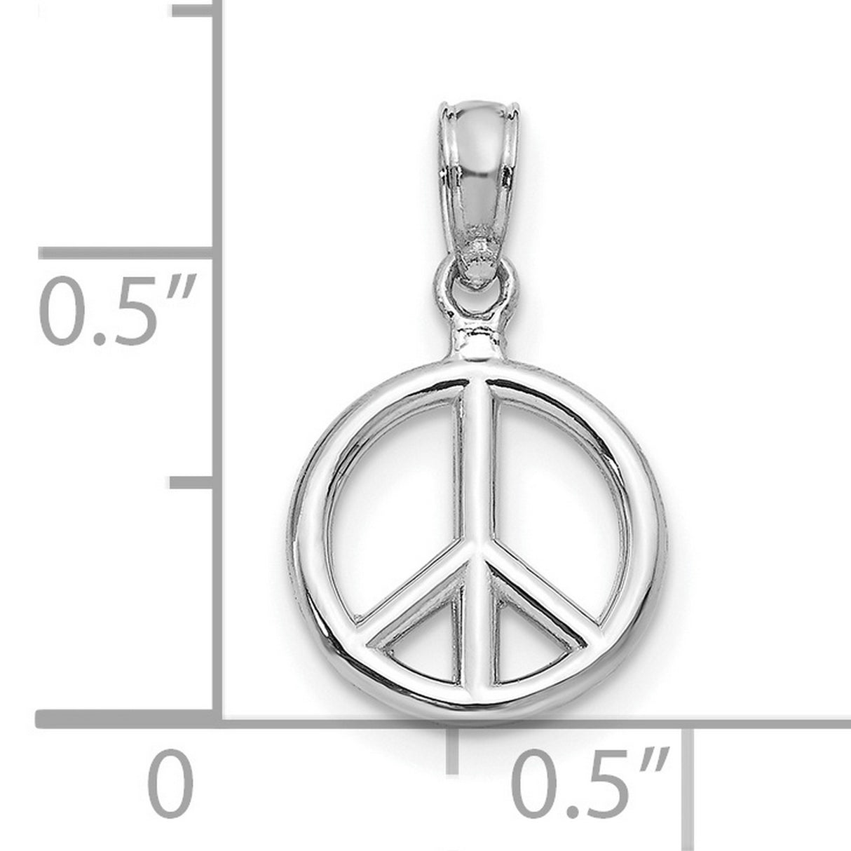 10k White Gold Peace Sign Pendant, Minimalist Boho Charm for Women or Unisex Wear
