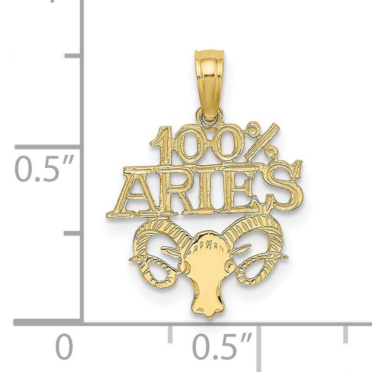10k Yellow Gold Aries Pendant with Ram Head Design, Zodiac Sign Charm, Astrology Symbol Jewelry