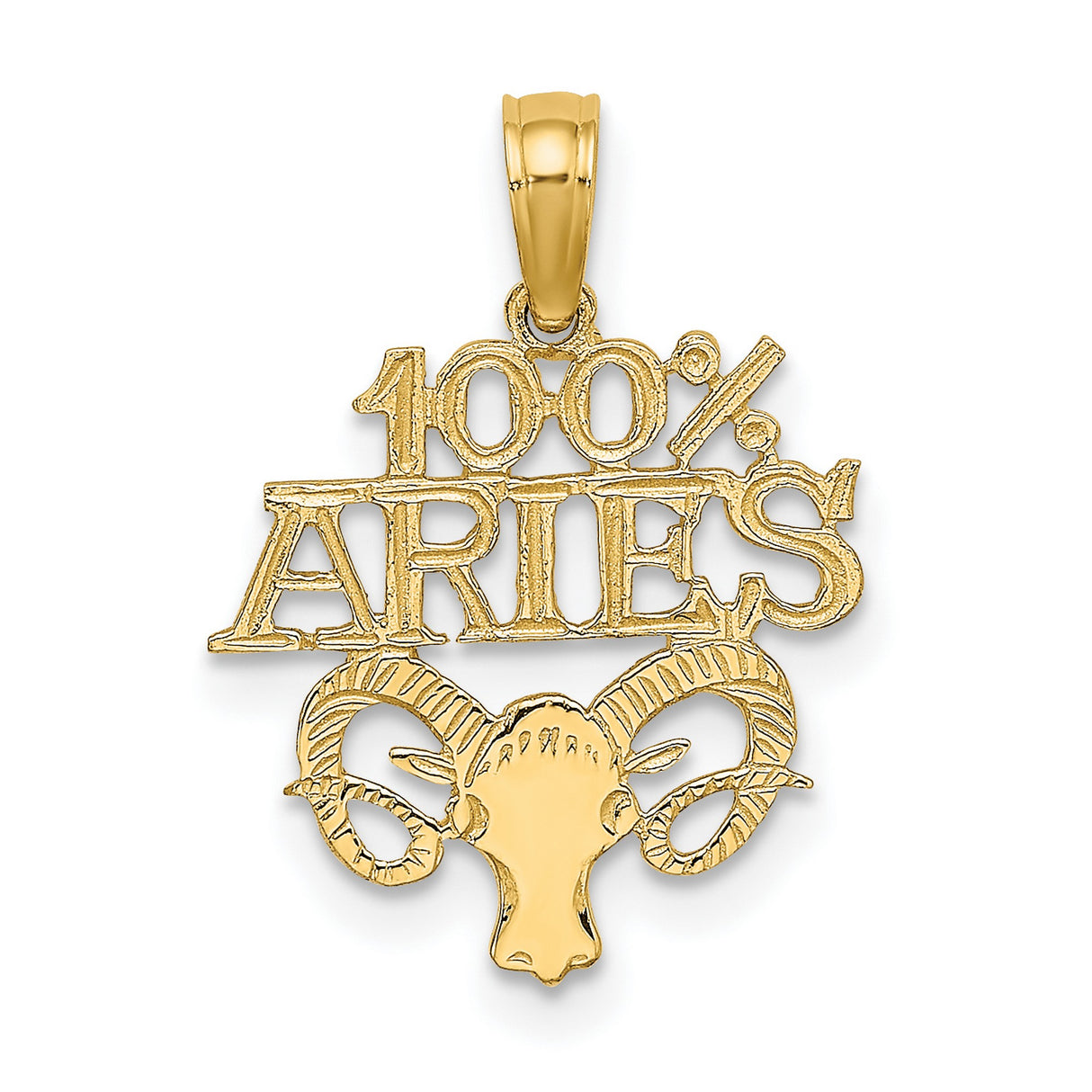 10k Yellow Gold Aries Pendant with Ram Head Design, Zodiac Sign Charm, Astrology Symbol Jewelry