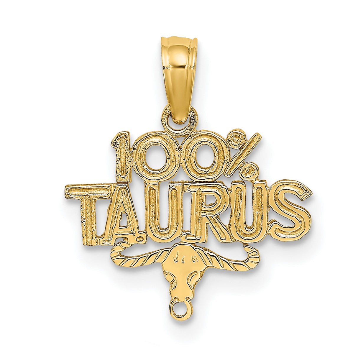 10k Yellow Gold Taurus Zodiac Pendant with Bull Head, Astrology Medallion Charm