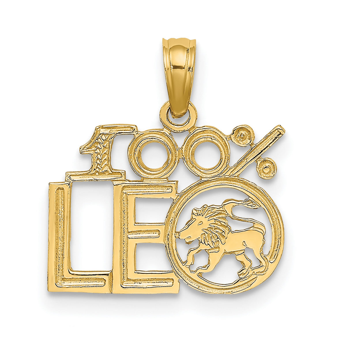 10k Yellow Gold Leo Zodiac Pendant with Lion Symbol, Astrology Medallion Charm