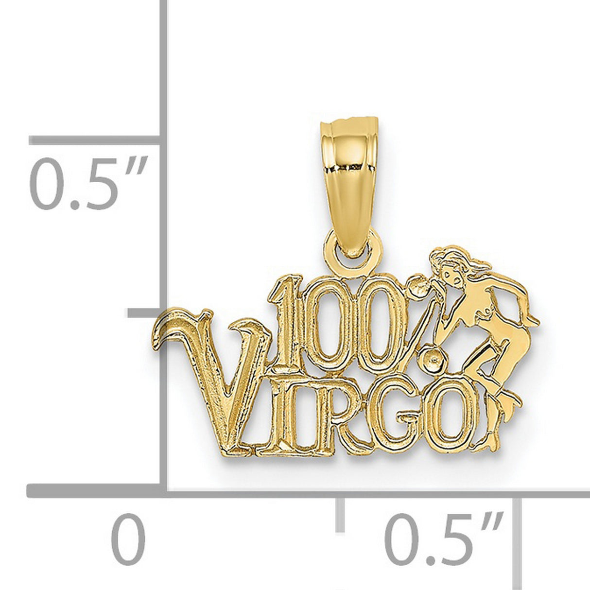 10k Yellow Gold Virgo Zodiac Pendant with Female Symbol and 100 Percent Virgo Phrase