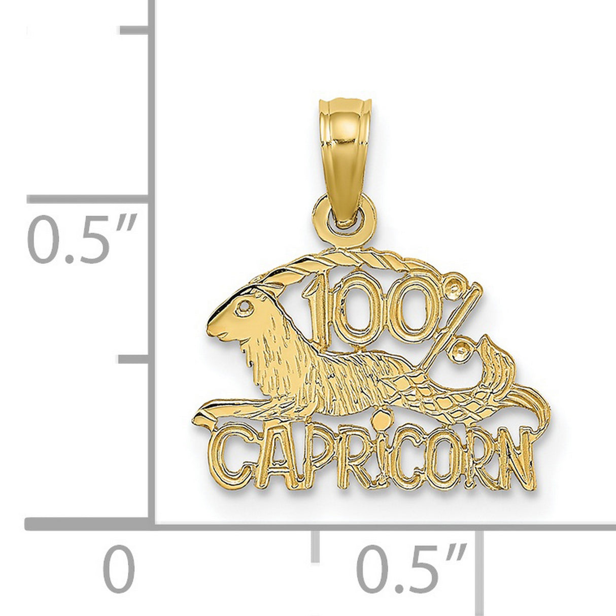 10k Yellow Gold Capricorn Pendant with Goat Fish Symbol and 100% Capricorn Engraving
