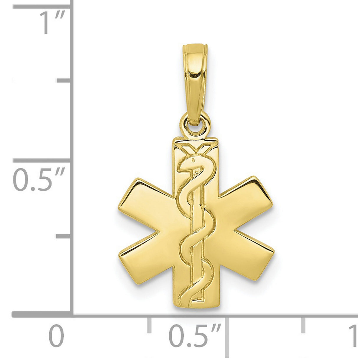 10k Yellow Gold Medical Alert Pendant with Star of Life and Rod of Asclepius
