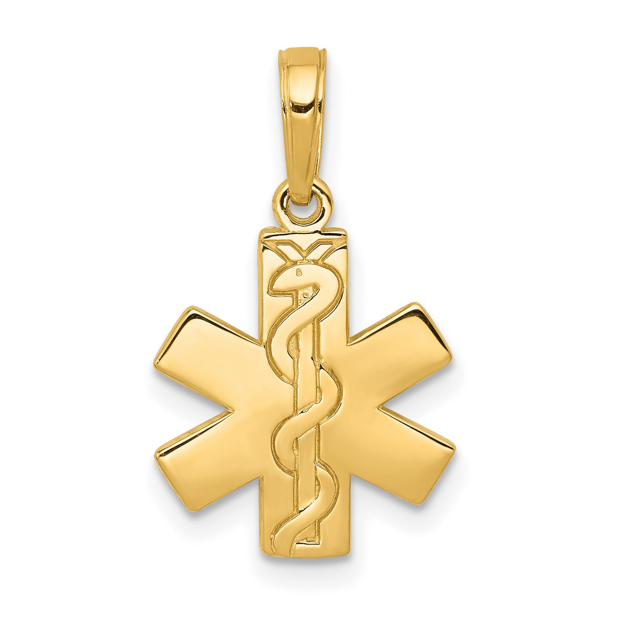 10k Yellow Gold Medical Alert Pendant with Star of Life and Rod of Asclepius