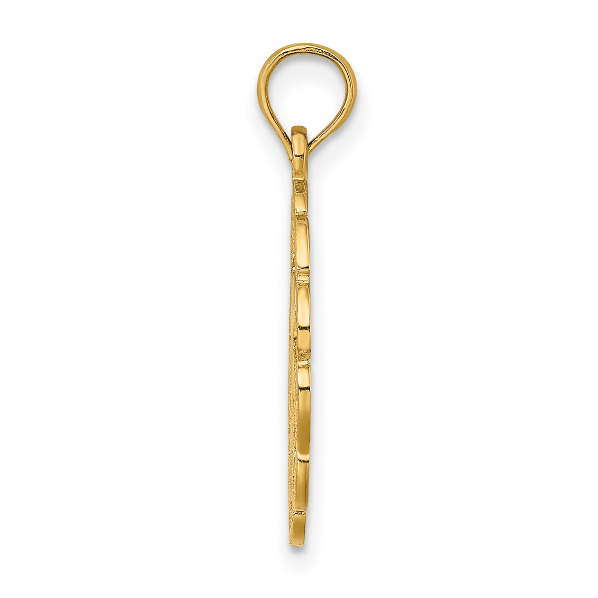 10k Yellow Gold Dolphin Pendant with Two Jumping Dolphins and Wave Border, Nautical Sea Life Charm