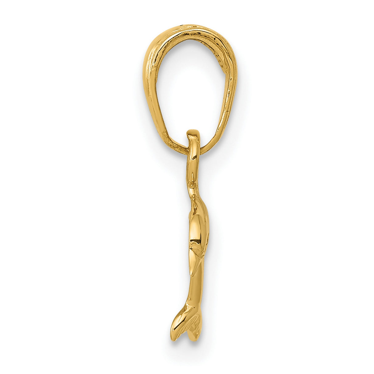 10k Yellow Gold Dolphin Pendant, Leaping Marine Animal Charm for Women or Unisex Wear