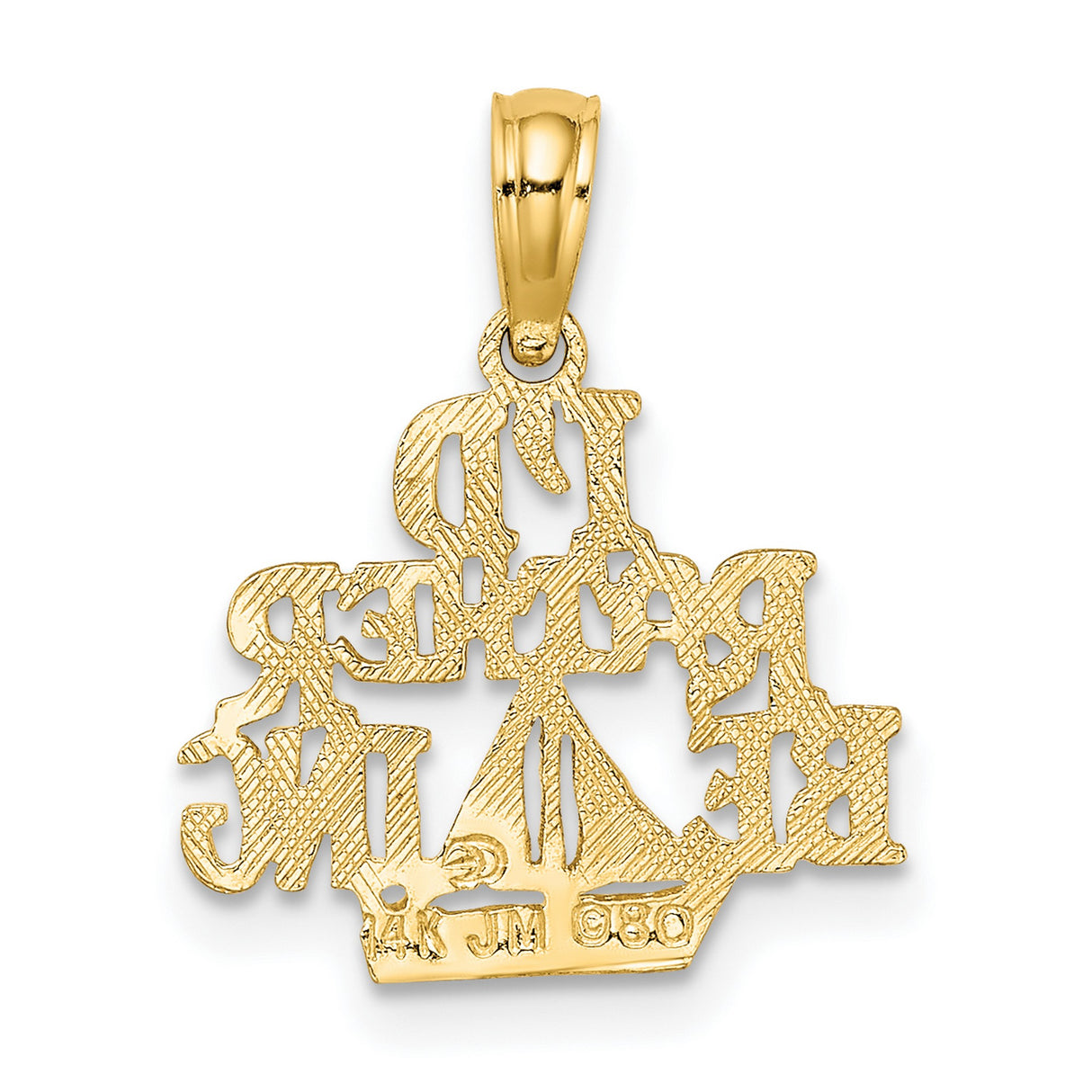 10k Yellow Gold Pendant with Sailboat Design and Id Rather Be Sailing Phrase