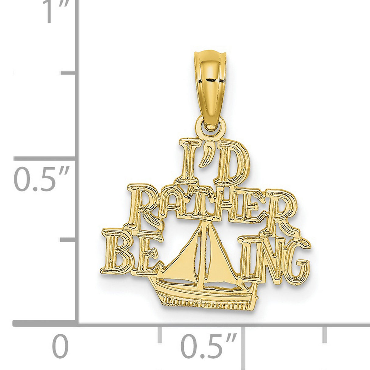 10k Yellow Gold Pendant with Sailboat Design and Id Rather Be Sailing Phrase