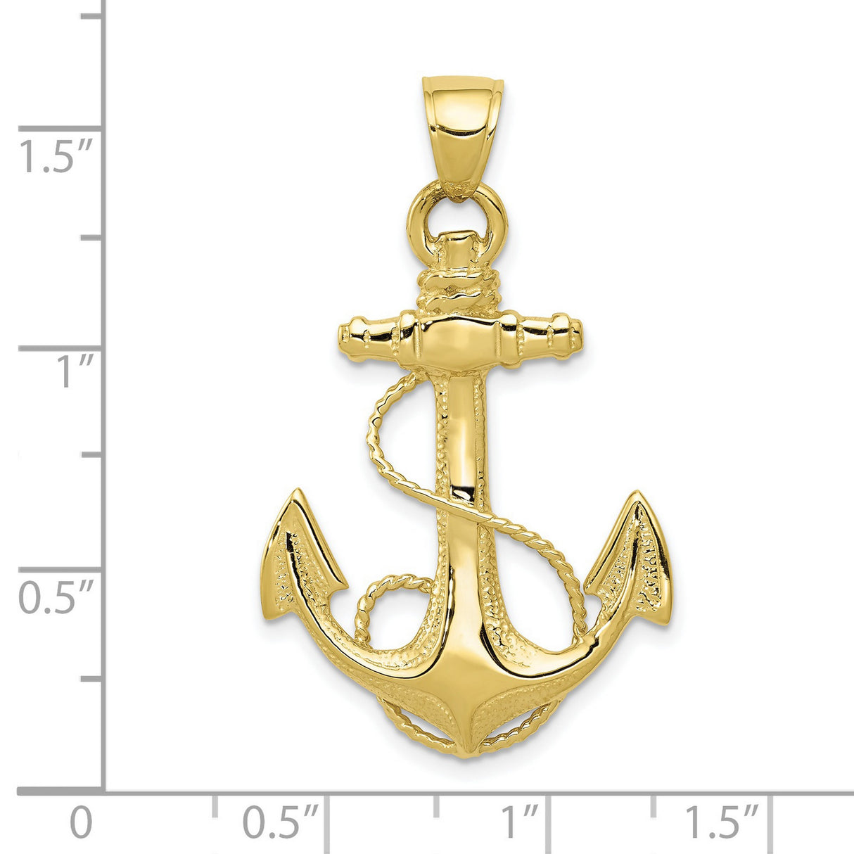2-D Anchor with Rope Charm Pendant in Real 10k Yellow Gold