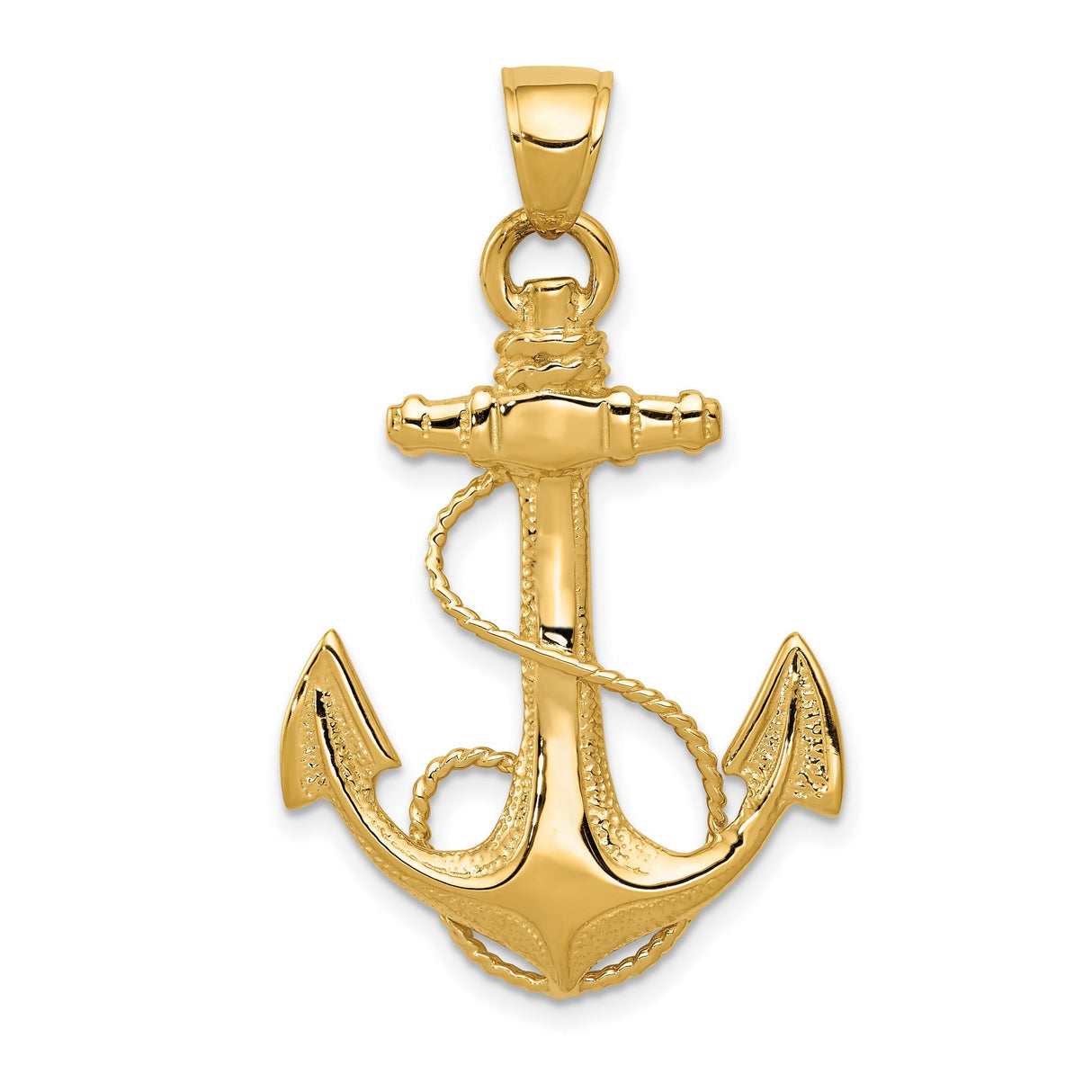 2-D Anchor with Rope Charm Pendant in Real 10k Yellow Gold
