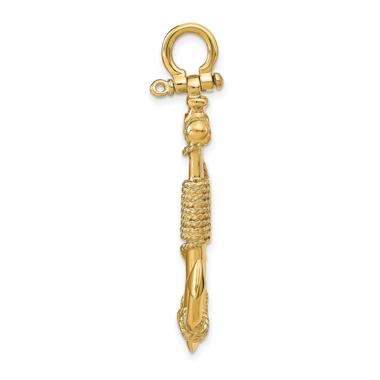 10k Yellow Gold Anchor Pendant with Rope Detailing, Nautical Christian Symbol for Men or Unisex