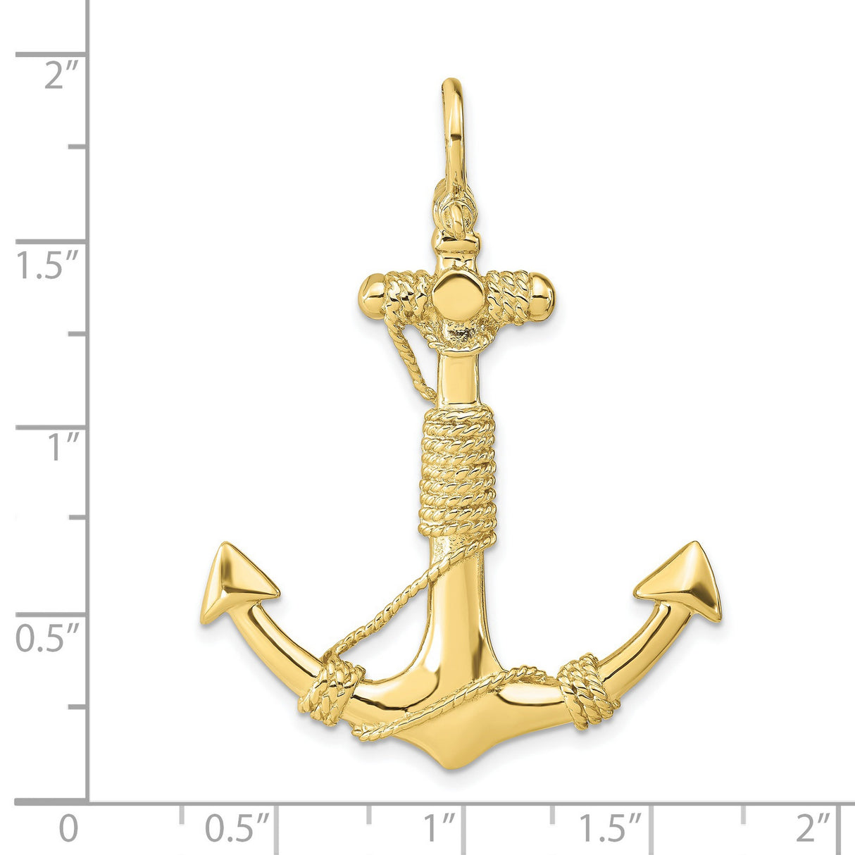 10k Yellow Gold Anchor Pendant with Rope Detailing, Nautical Christian Symbol for Men or Unisex