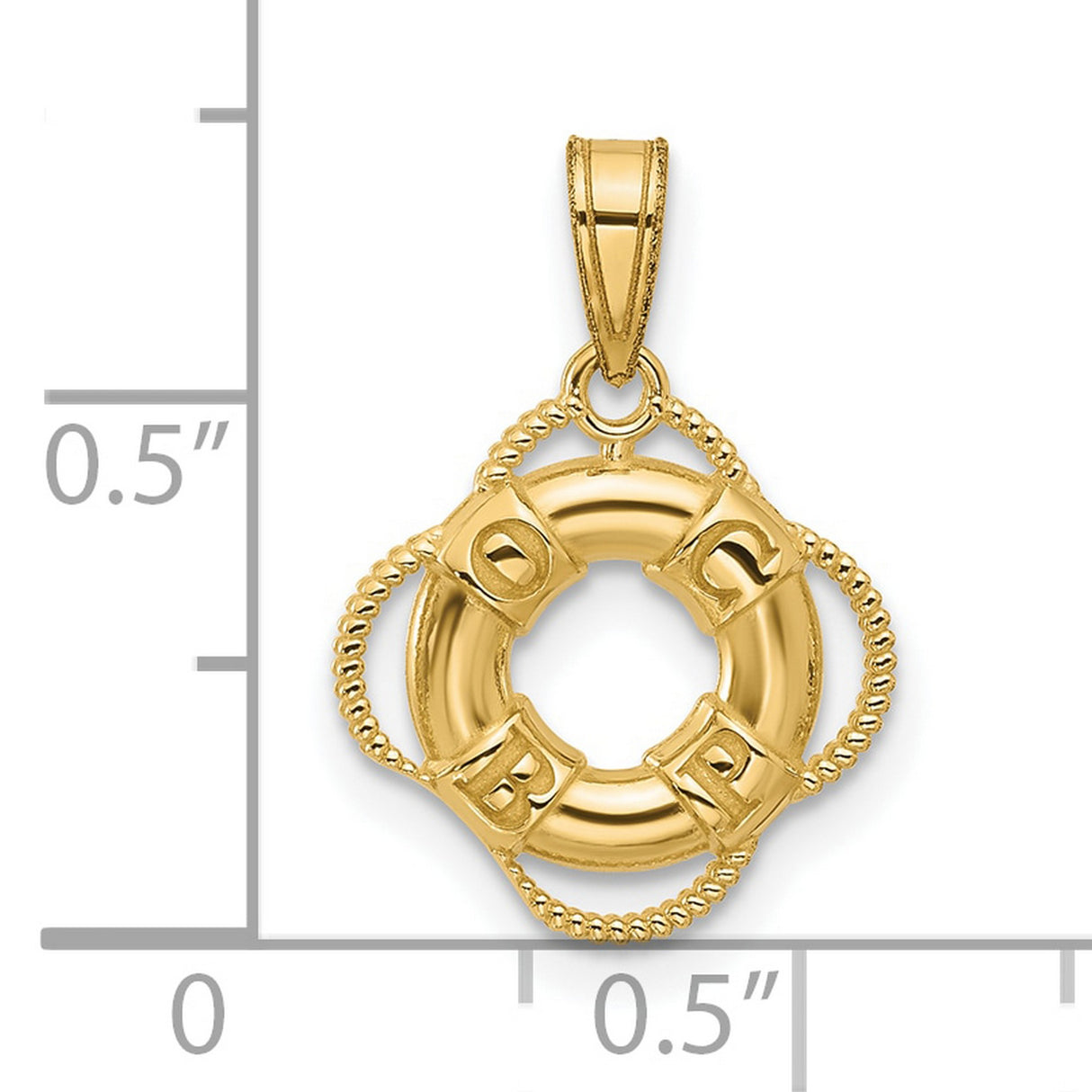 10k Yellow Gold Life Preserver Pendant with Nautical Rope Detail, Maritime Charm
