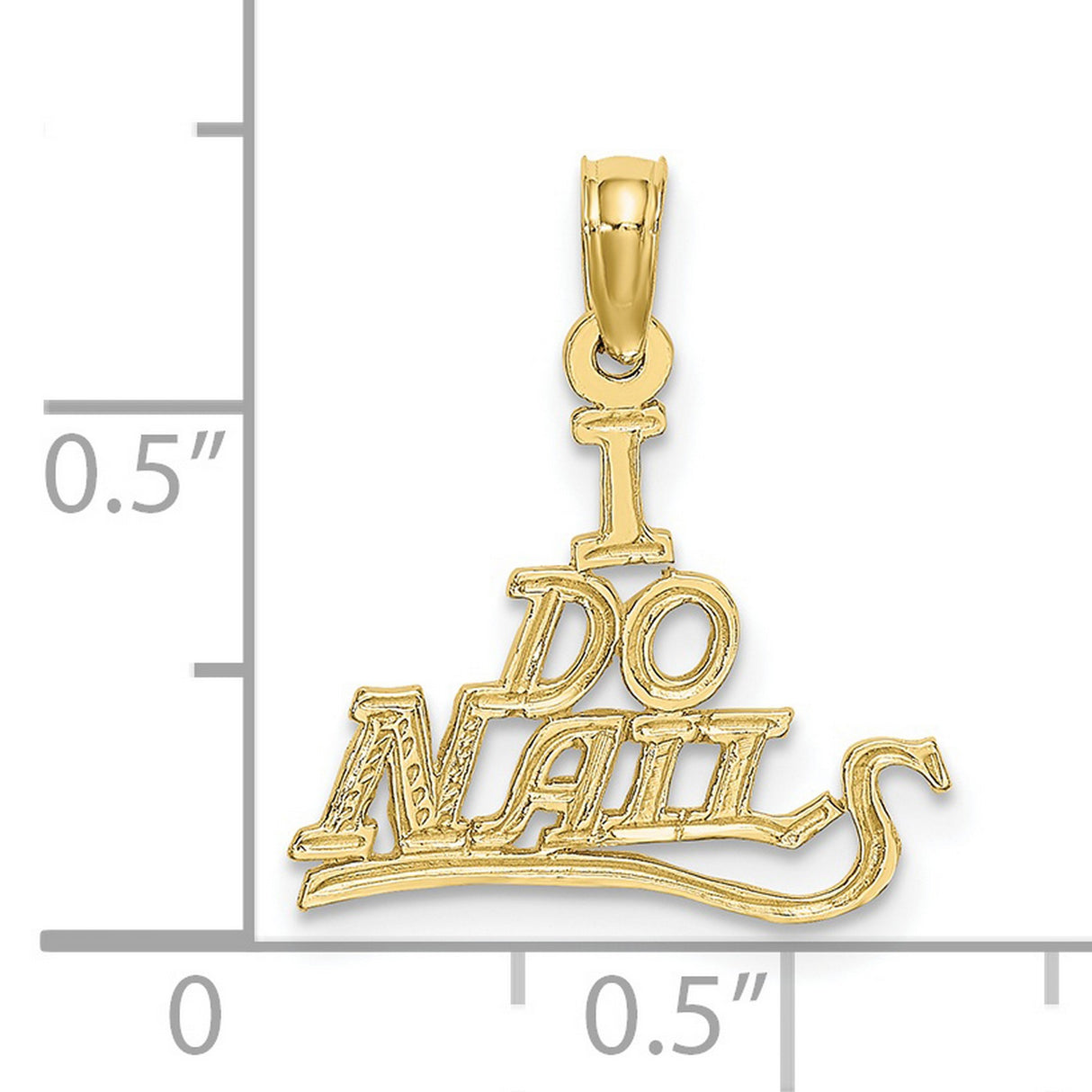 10k Yellow Gold I Do Nails Pendant, Text Charm for Nail Technicians and Salon Stylists