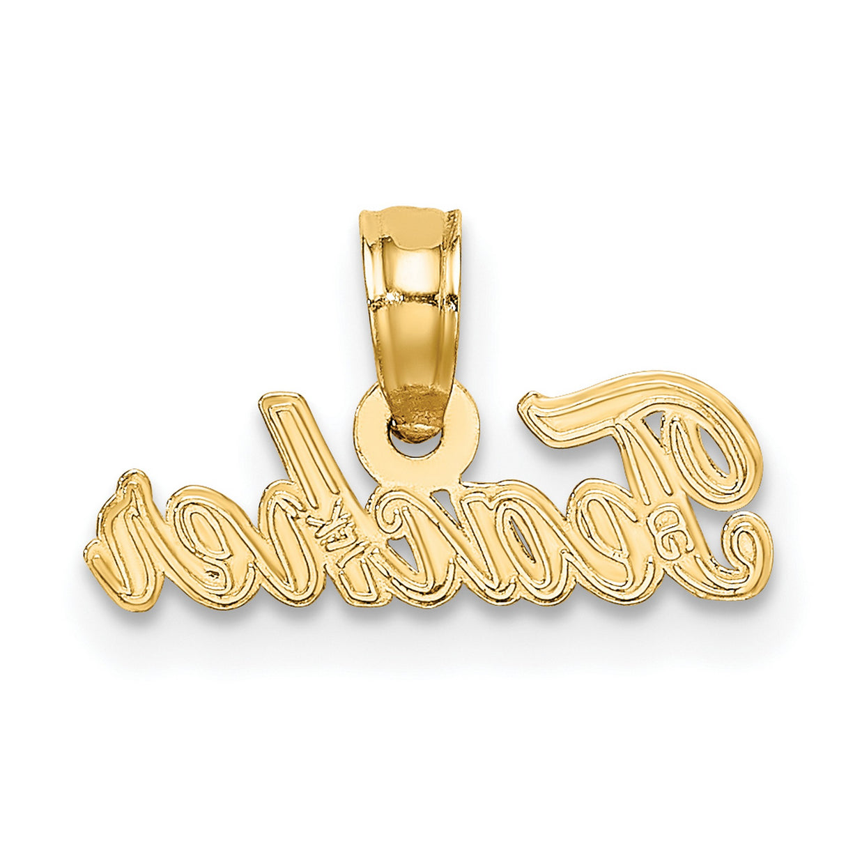 10k Yellow Gold Teacher Pendant with Script Lettering, Inspirational Education Charm for Women