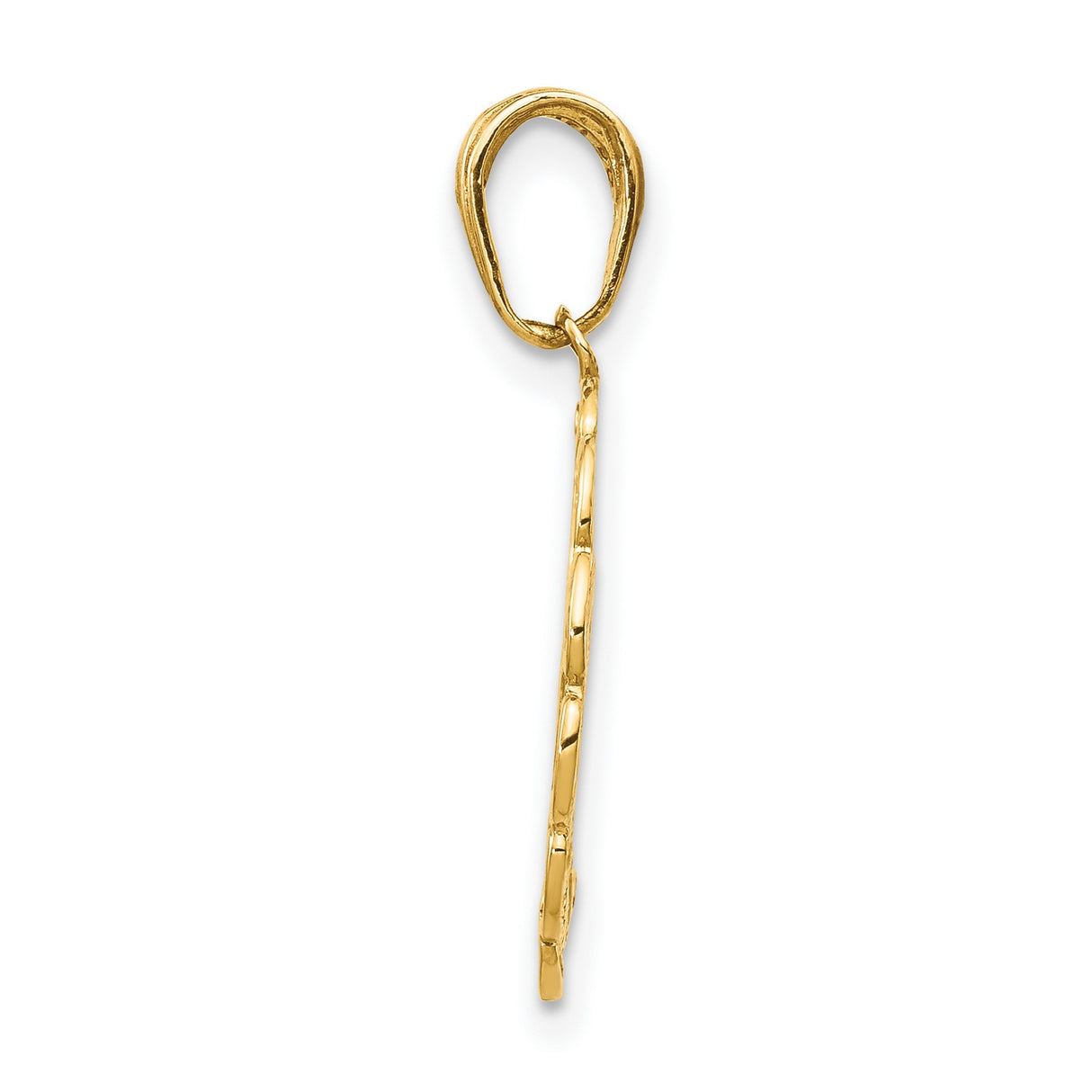 10k Yellow Gold Hummingbird Pendant with Flower Design and Scalloped Openwork Frame