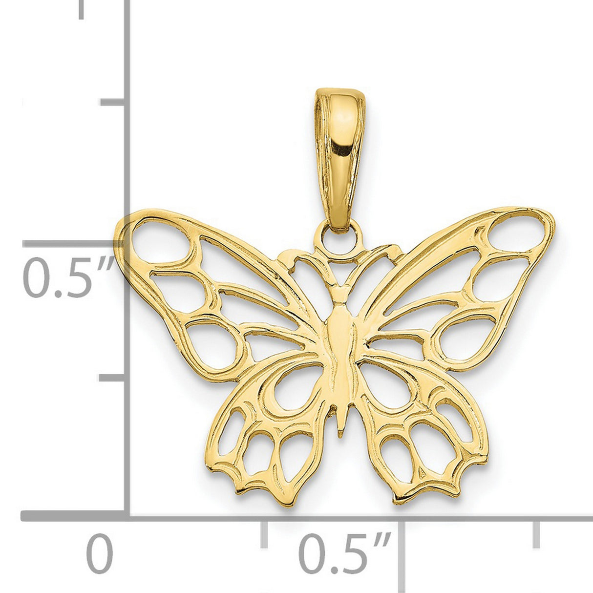 10k Yellow Gold Butterfly Pendant with Openwork Design, Nature-Inspired Charm for Women