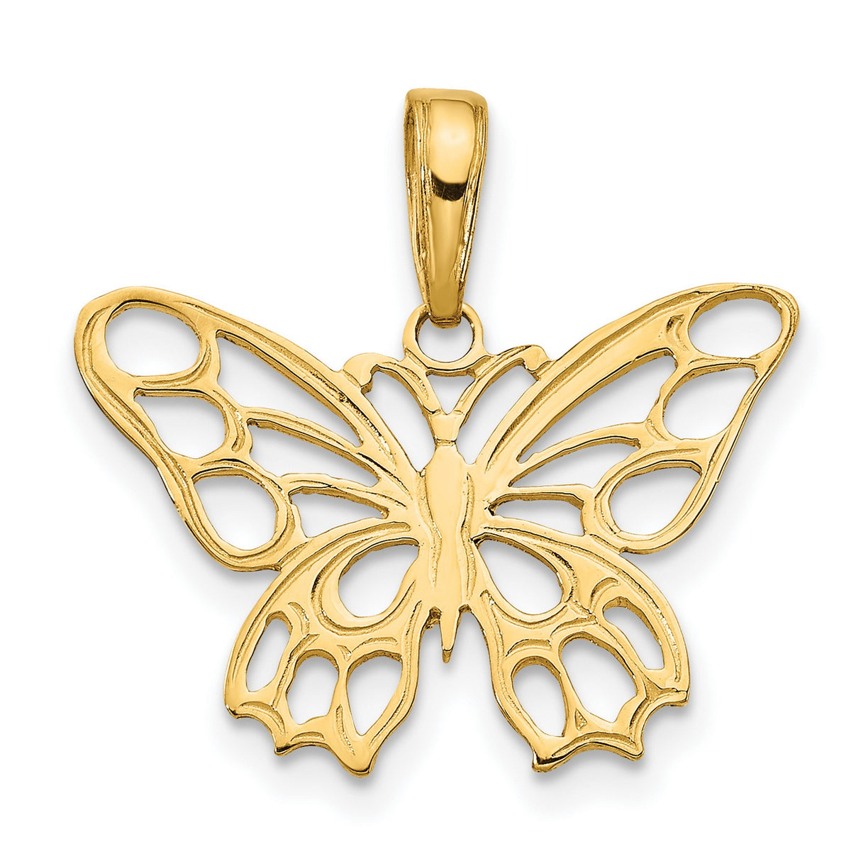 10k Yellow Gold Butterfly Pendant with Openwork Design, Nature-Inspired Charm for Women