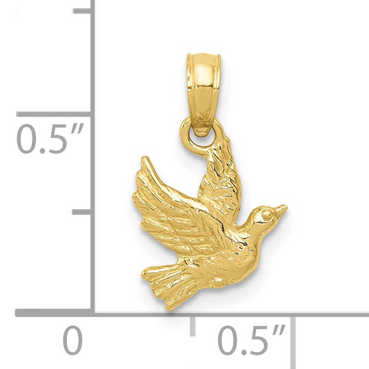 Flying Dove Charm Pendant in Real 10k Yellow Gold