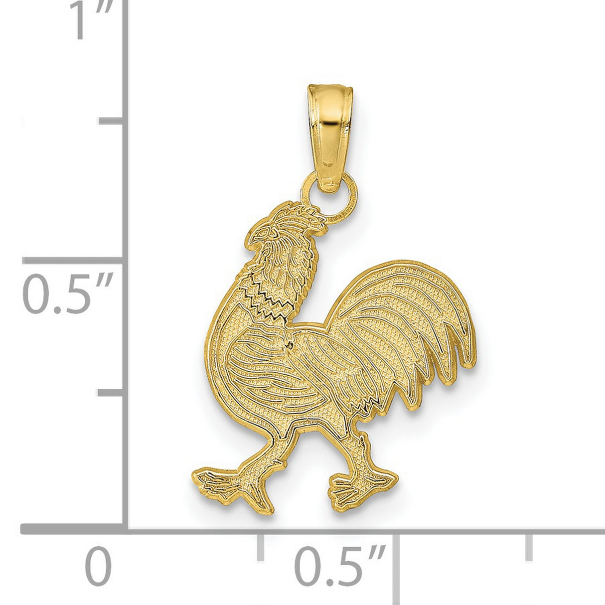 10k Yellow Gold Rooster Pendant, Detailed Zodiac Animal Design for Men or Unisex