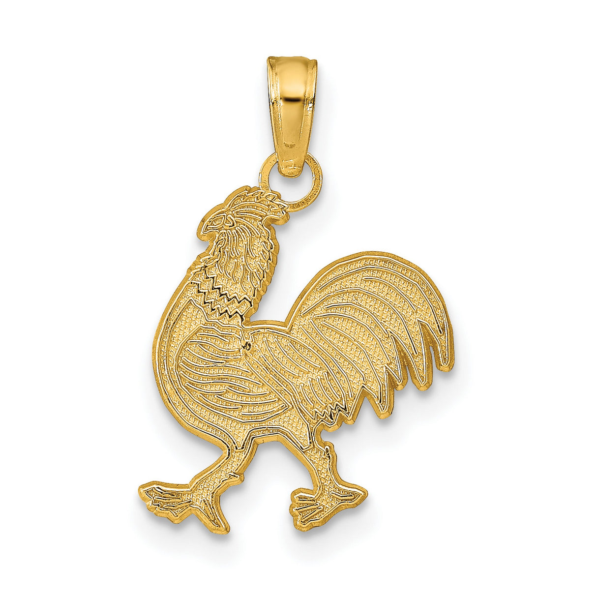 10k Yellow Gold Rooster Pendant, Detailed Zodiac Animal Design for Men or Unisex