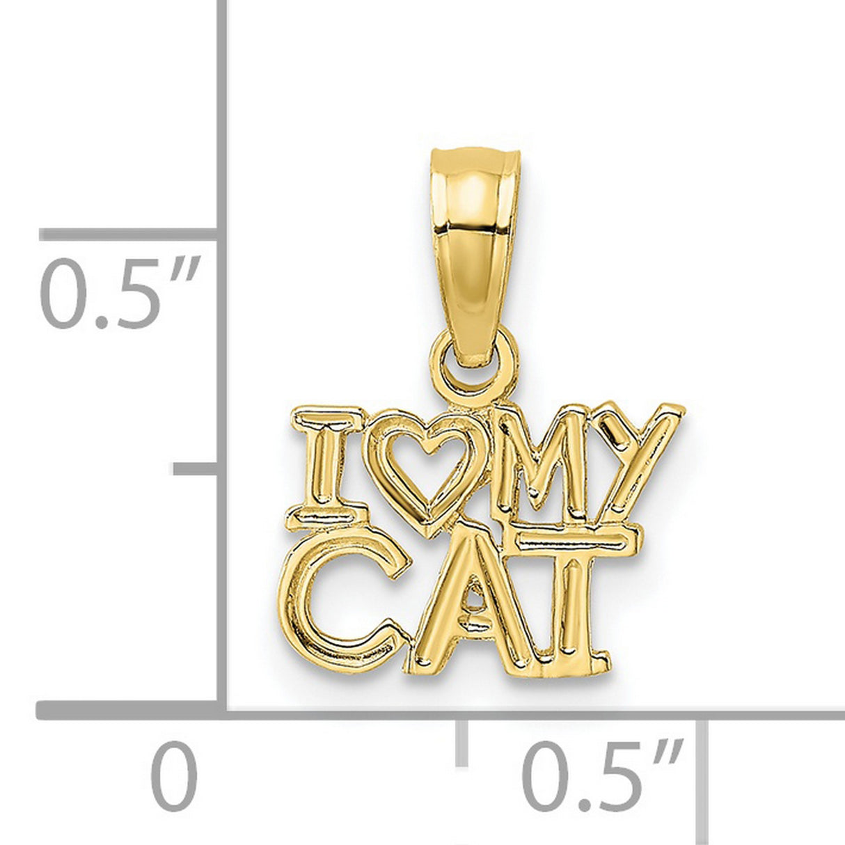10k Yellow Gold Cat Pendant, I Love My Cat Heart Charm, Pet Lover Jewelry for Women or Unisex