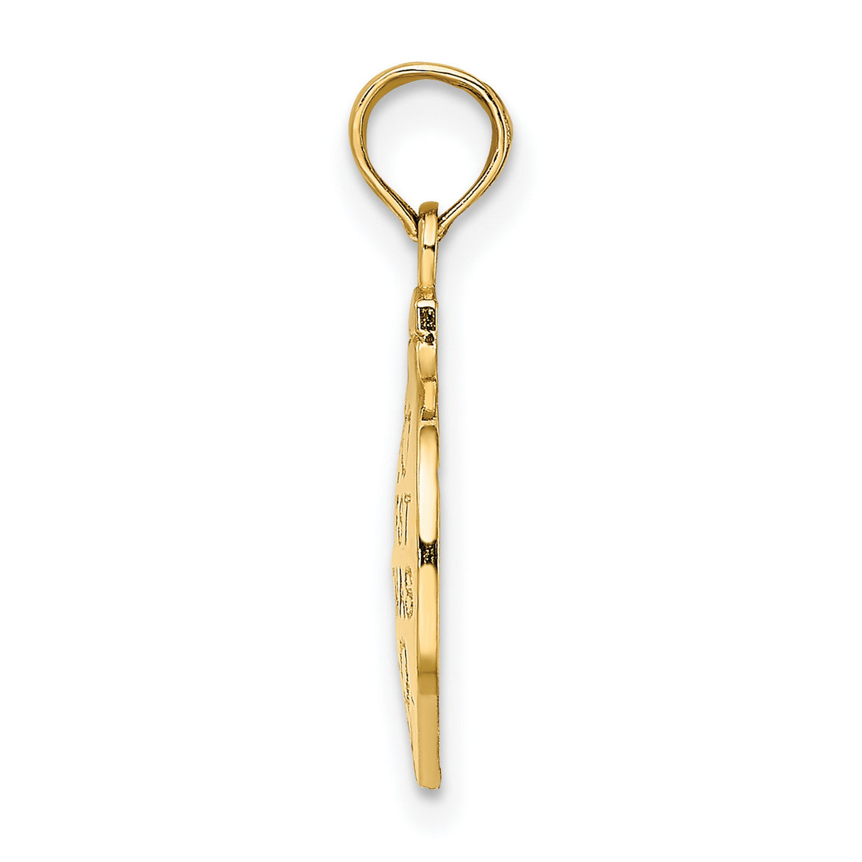 10k Yellow Gold Pendant with Our First Christmas Phrase and Holly Leaf Accents