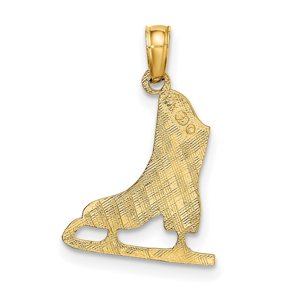 10k Yellow Gold Ice Skate Pendant, Figure Skater Charm with Ornate Detailing