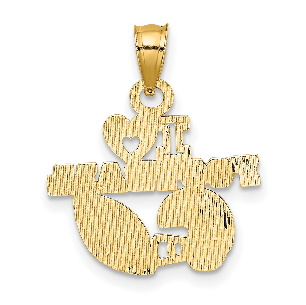 10k Yellow Gold Football Pendant with Heart, Helmet and Ball Design