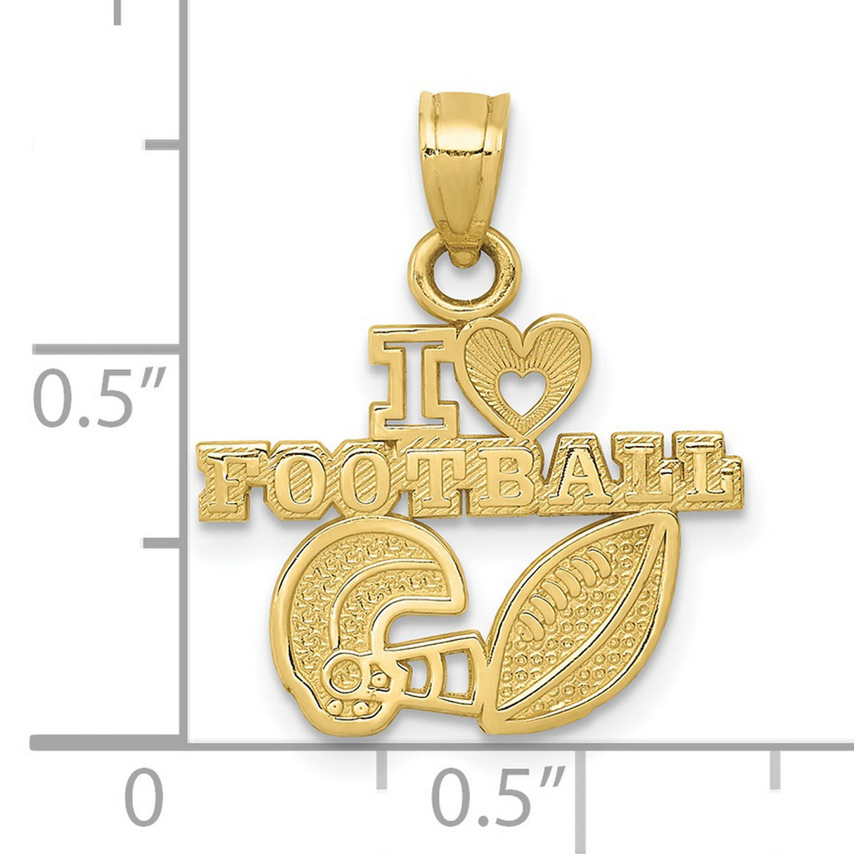 10k Yellow Gold Football Pendant with Heart, Helmet and Ball Design