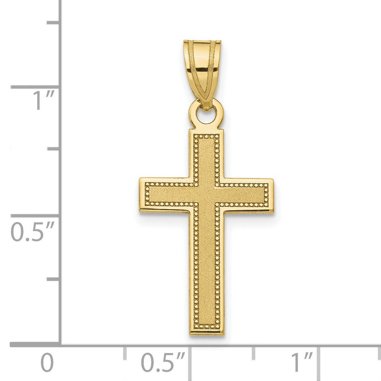 10k Yellow Gold Cross Pendant, Satin Textured and Polished Finish, Spiritual Jewelry for Men and Women