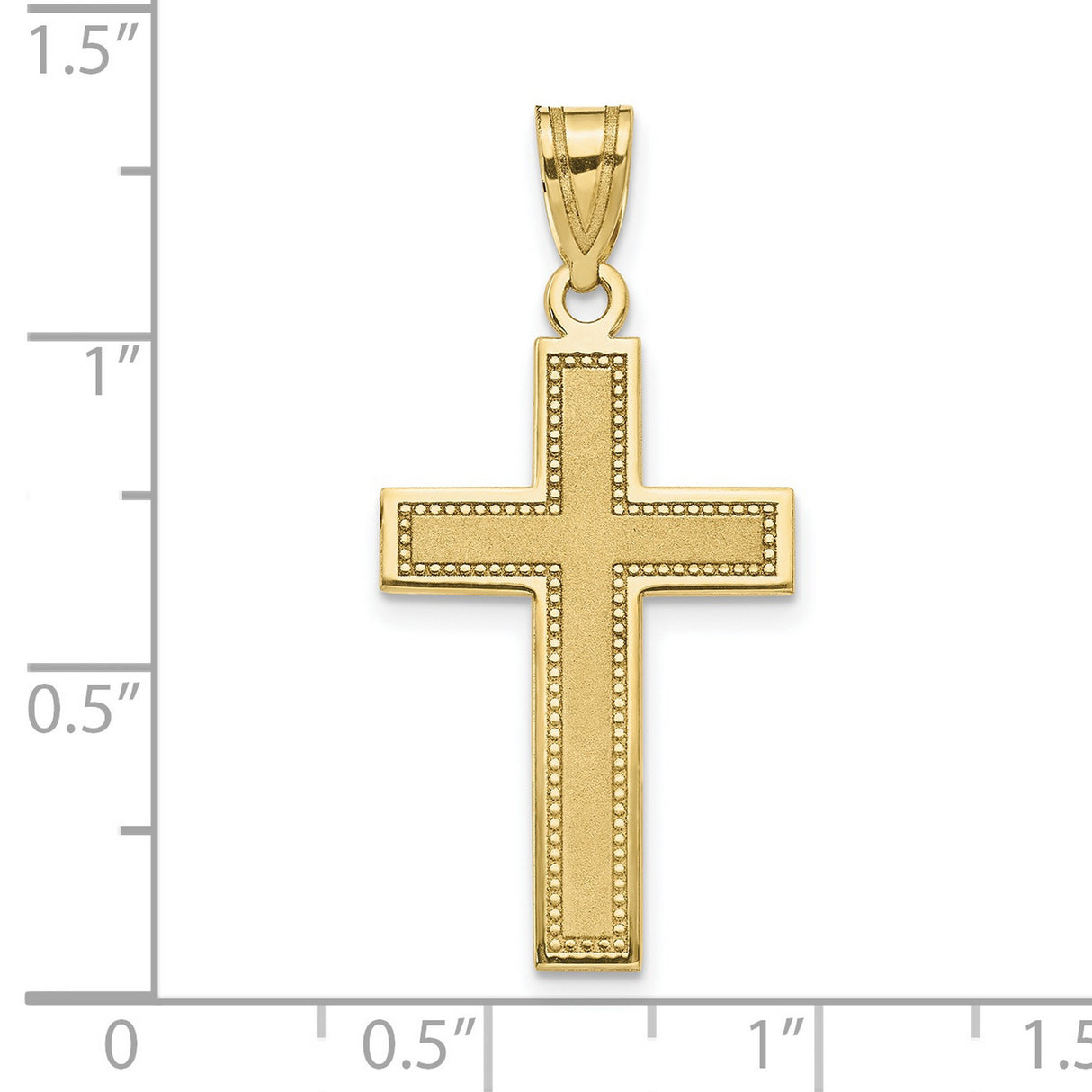 10k Yellow Gold Cross Pendant with Matte Satin Finish and Milgrain Detailing