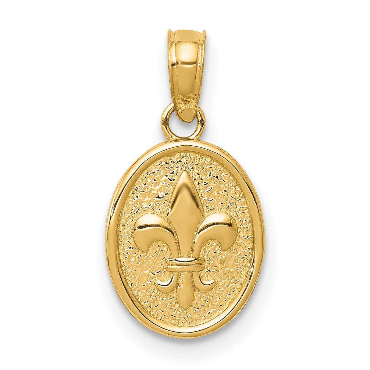 10k Yellow Gold Pendant with Raised Fleur-de-Lis Design, Classic French Symbol Charm