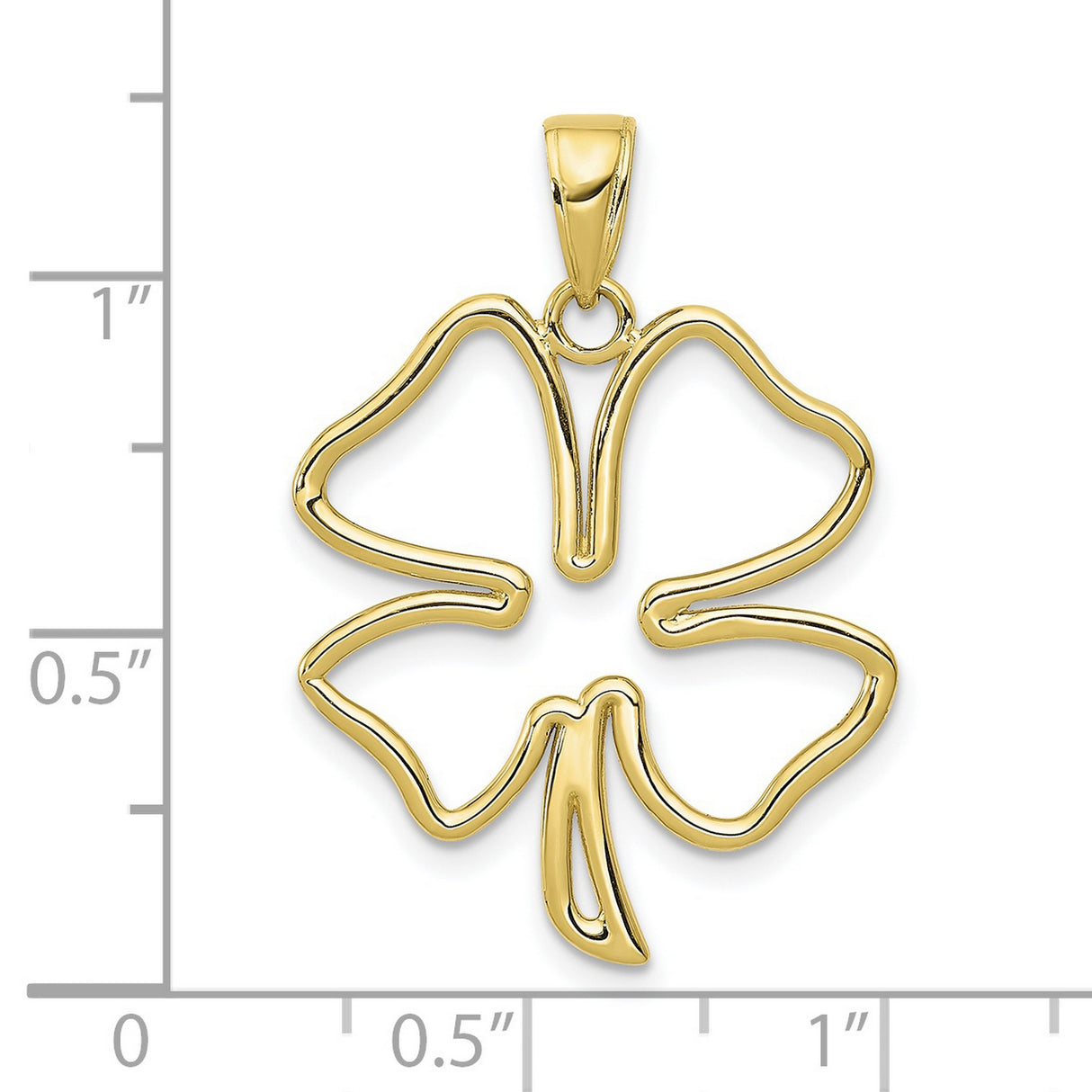 10k Yellow Gold Four Leaf Clover Pendant, Open Design Lucky Clover Charm for Women