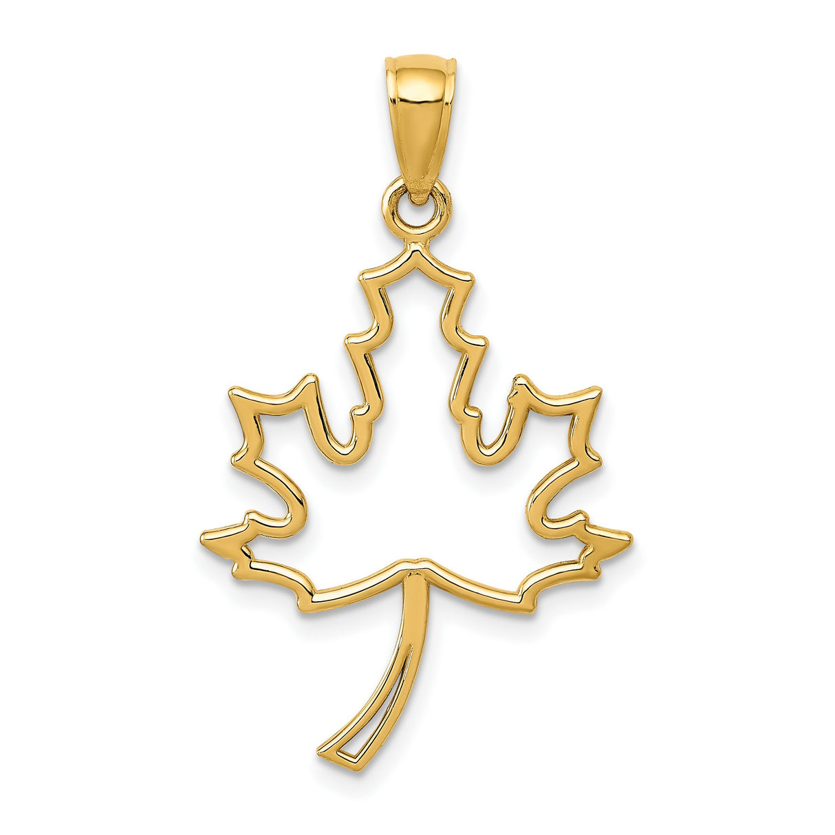 10k Yellow Gold Maple Leaf Pendant with Openwork Design, Nature Inspired Charm