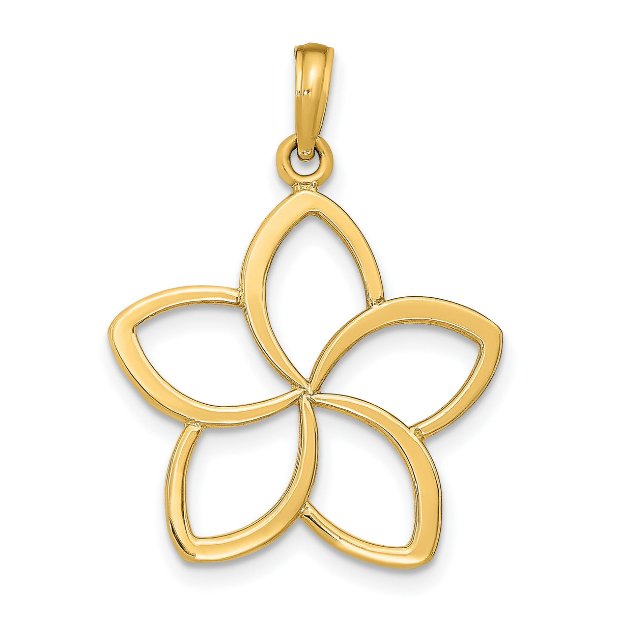 10k Yellow Gold Lotus Pendant with Openwork Five Petal Flower Design