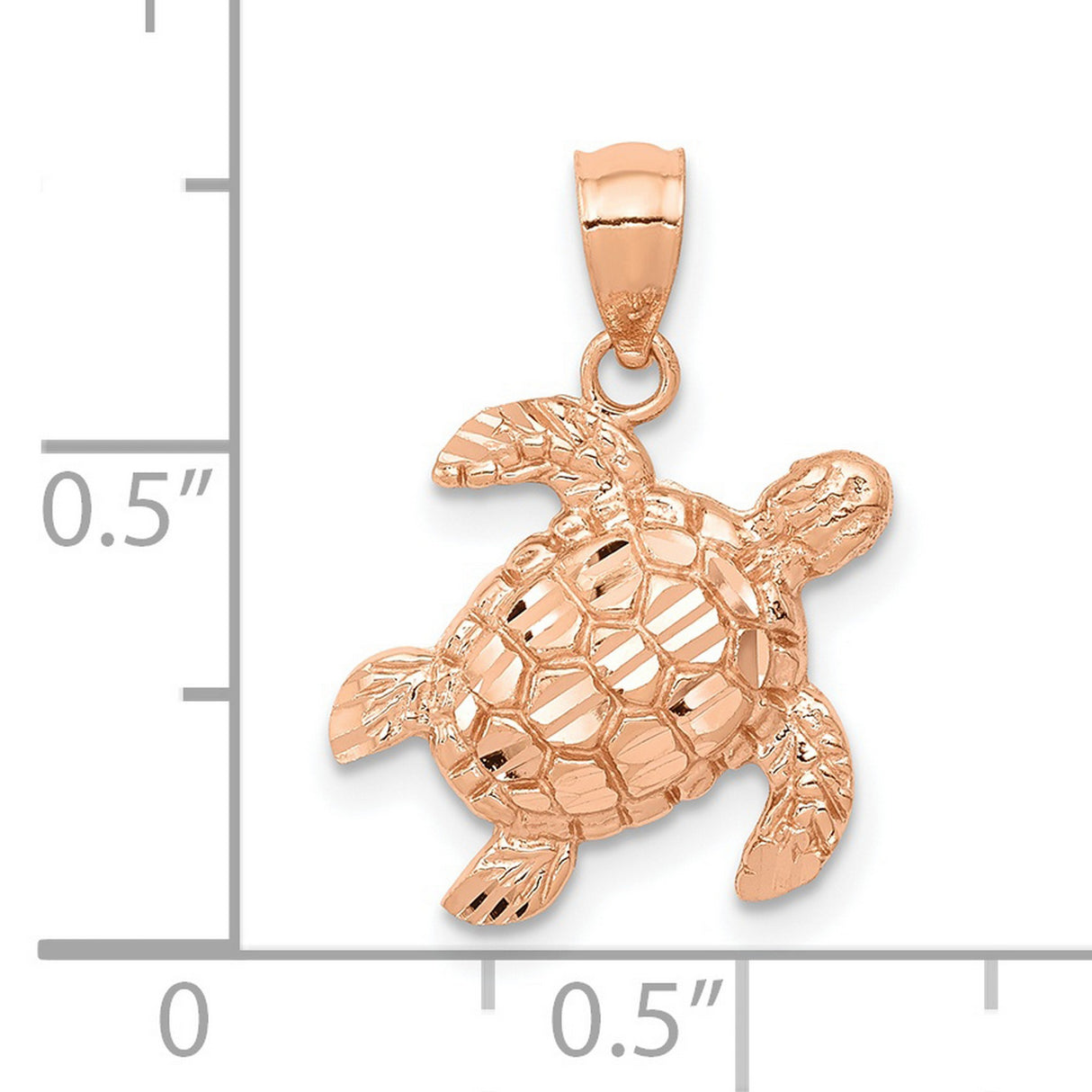 10k Rose Gold Sea Turtle Pendant, Ocean Themed Charm Symbolizing Endurance and Protection