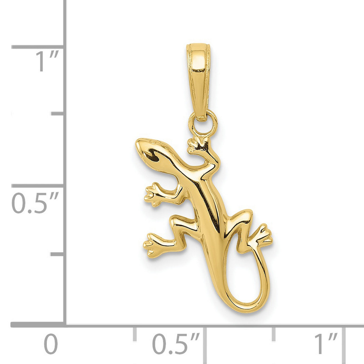 10k Yellow Gold Lizard Pendant, Polished Gecko Design, Unisex Animal Jewelry