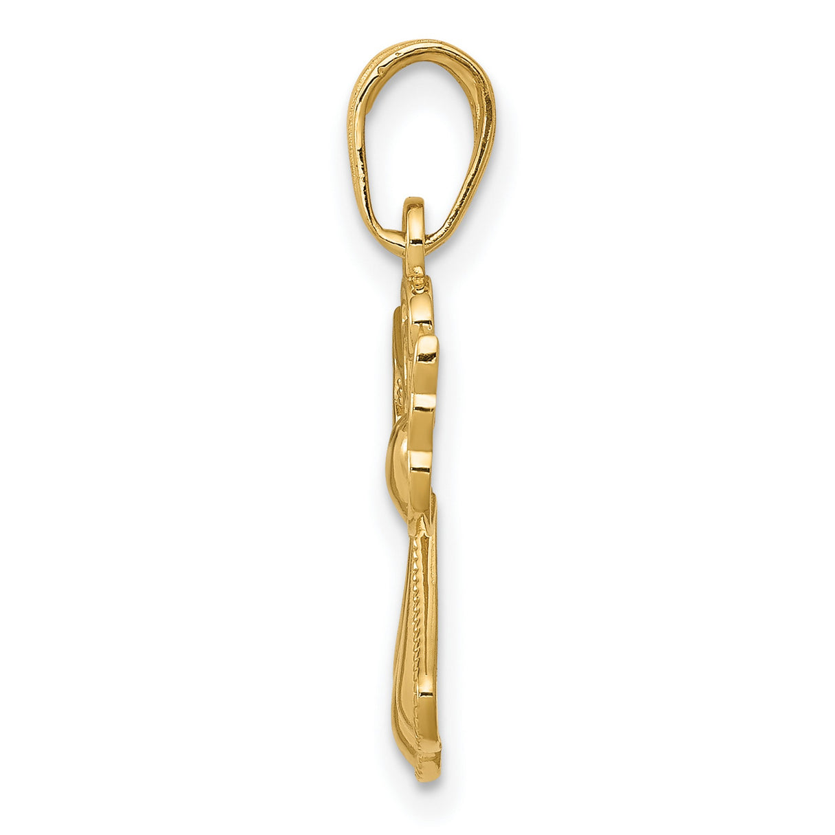 10k Yellow Gold Angel Pendant with Openwork Wings and Heart Bodice, Spiritual Jewelry