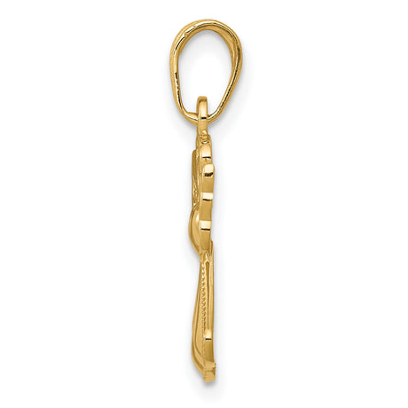 10k Yellow Gold Angel Pendant with Openwork Wings and Heart Bodice, Spiritual Jewelry