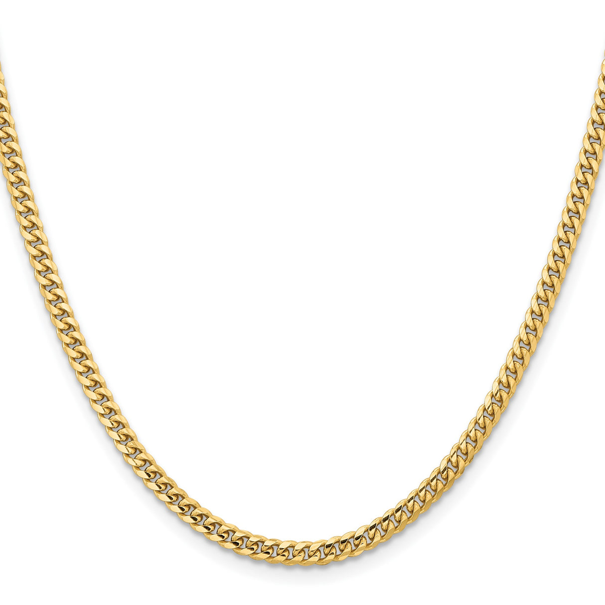 10K Yellow Gold 3.5 mm Polished Chain Necklace, Solid