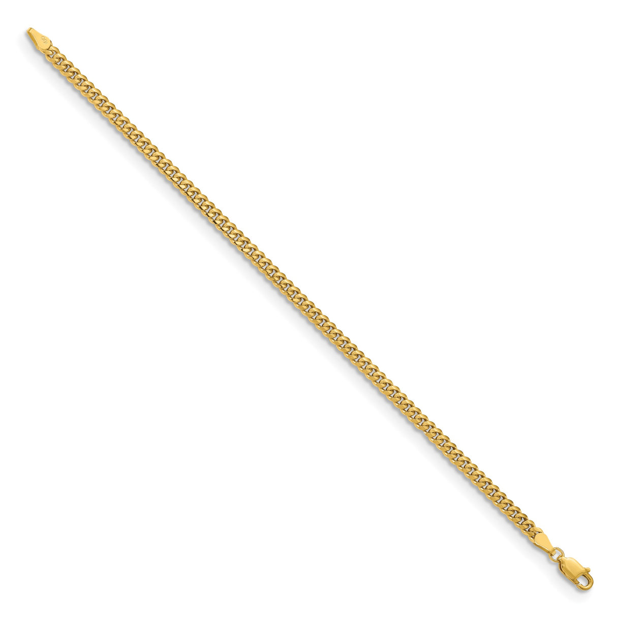 10K Yellow Gold 3.5 mm Polished Chain Bracelet, Solid
